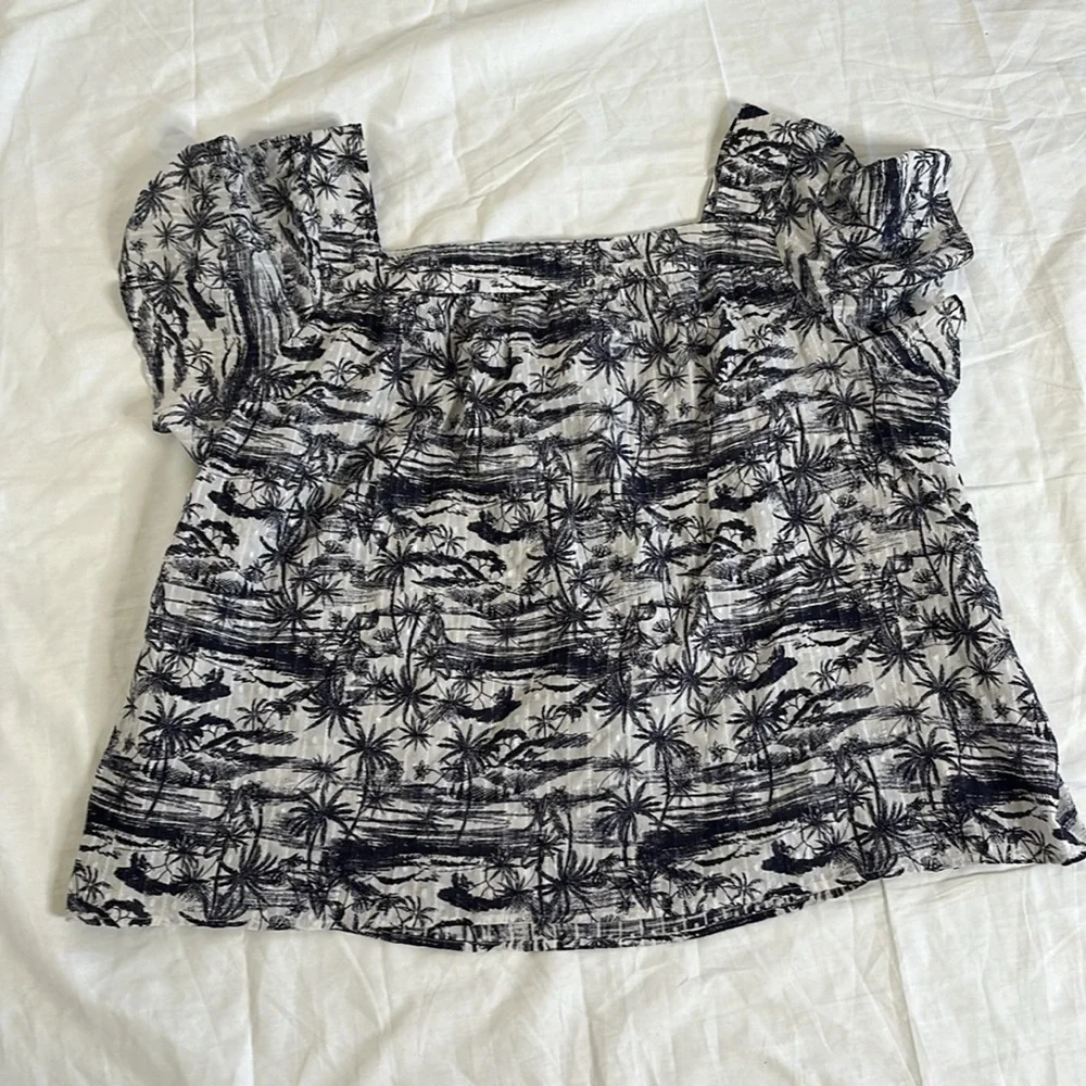 Torrid‎ Clip Jacquard Square Neck Flutter Sleeve Jungle Toil Top Women's 4X New - Picture 9 of 10